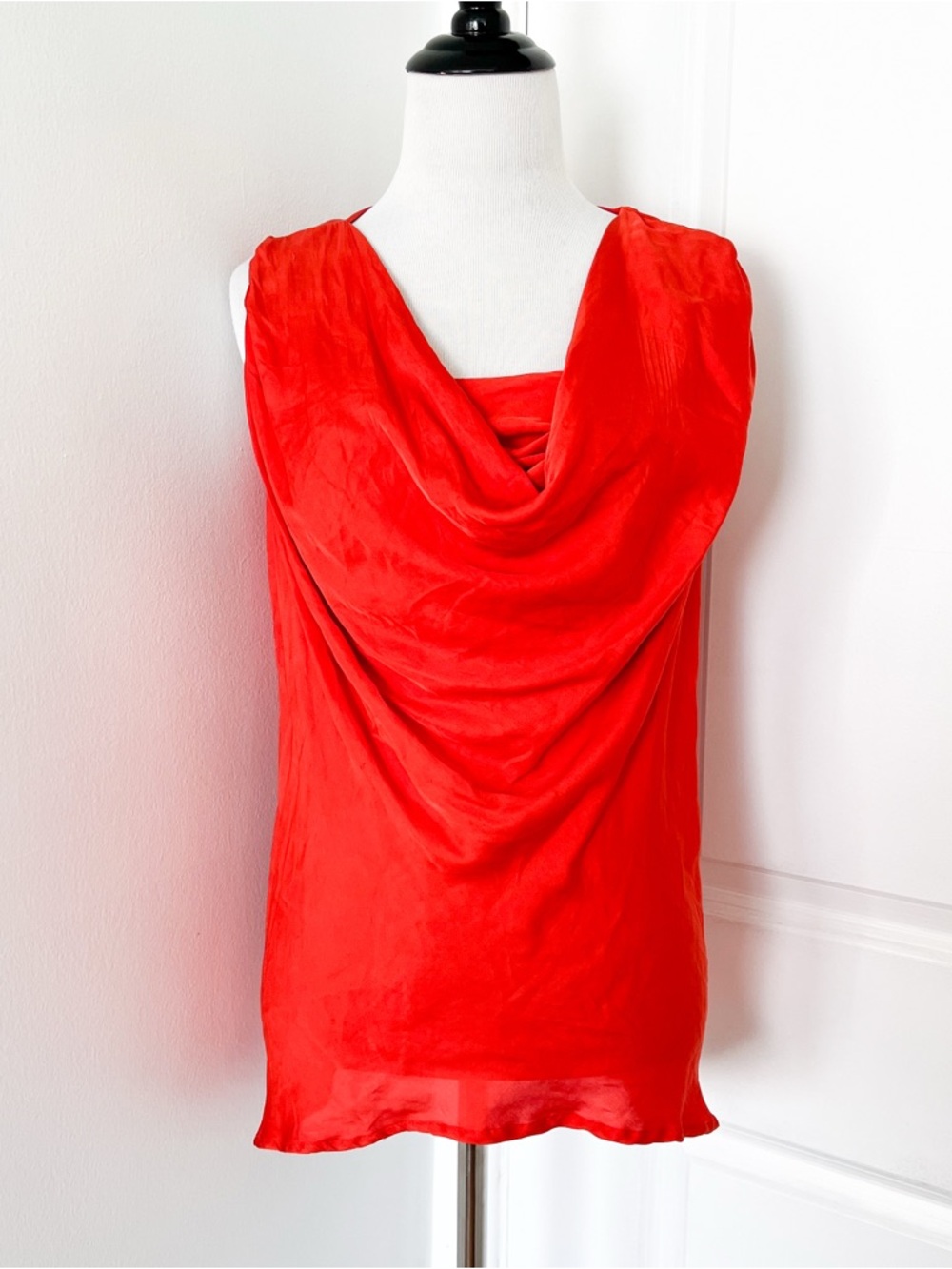 Etxart & Panno Red Draped Cowl Neck Sleeveless Top - Size Small